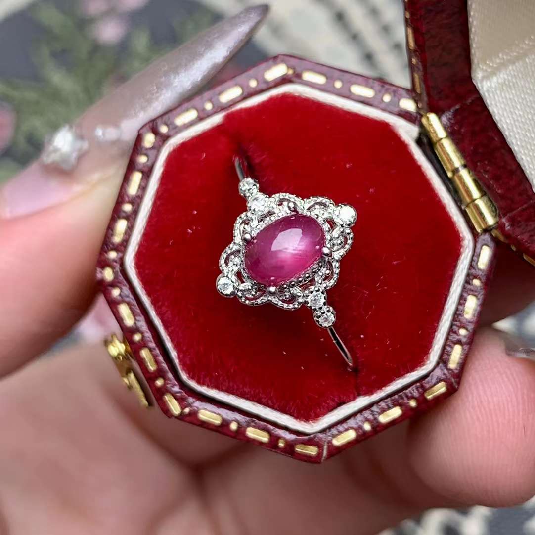 ruby ring 925 silver ring Adjustable crystal ring