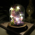 Enchanted Twilight: Natural Amethyst Cluster & Purple Mystic Forest Night Light | Handmade Crystal Mushroom Lamp