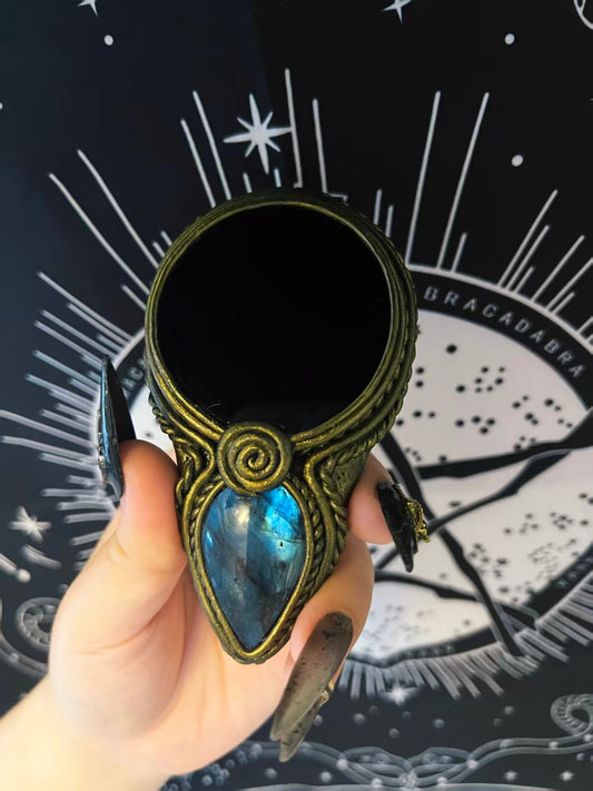 Handmade Natural Black Obsidian Scrying Mirror/Magic Obsidian Witch Mirror/Crystal Quartz Mirror/Manifest Altar Tool