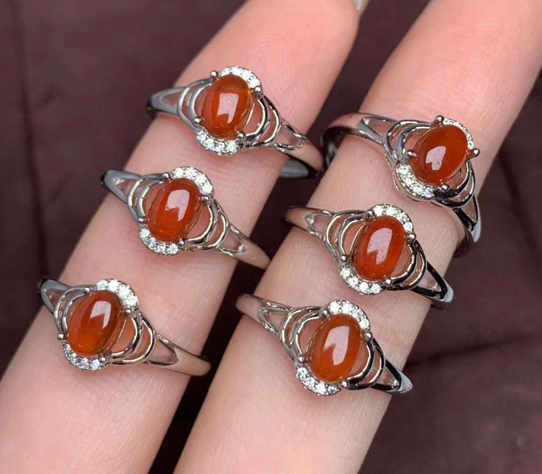 Fanta Garnet orange Garnet ring Copper Adjustable crystal ring  gemstone ring