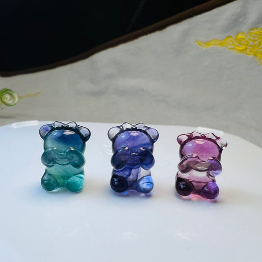 Mini Fluorite Little Bear Not Looking Carving crystal carving