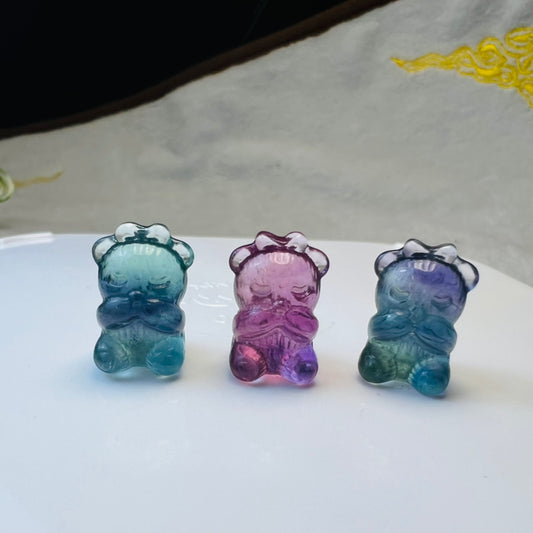 Mini Fluorite Little Bear Not Speak Carving crystal carving