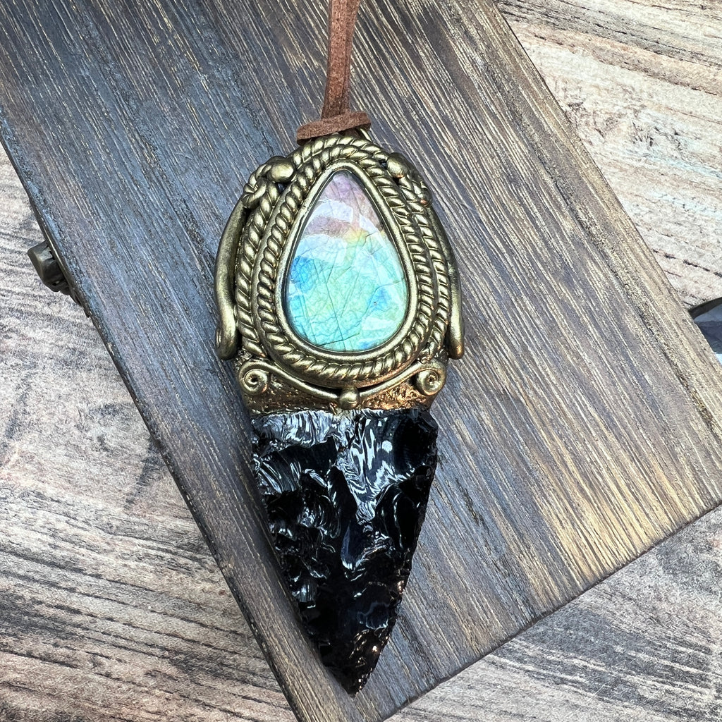 Handmade Natural Black Obsidian Knife pendant/Magic Obsidian Witch Wand Blade necklace/amulet pendant/Manifest Altar Tool