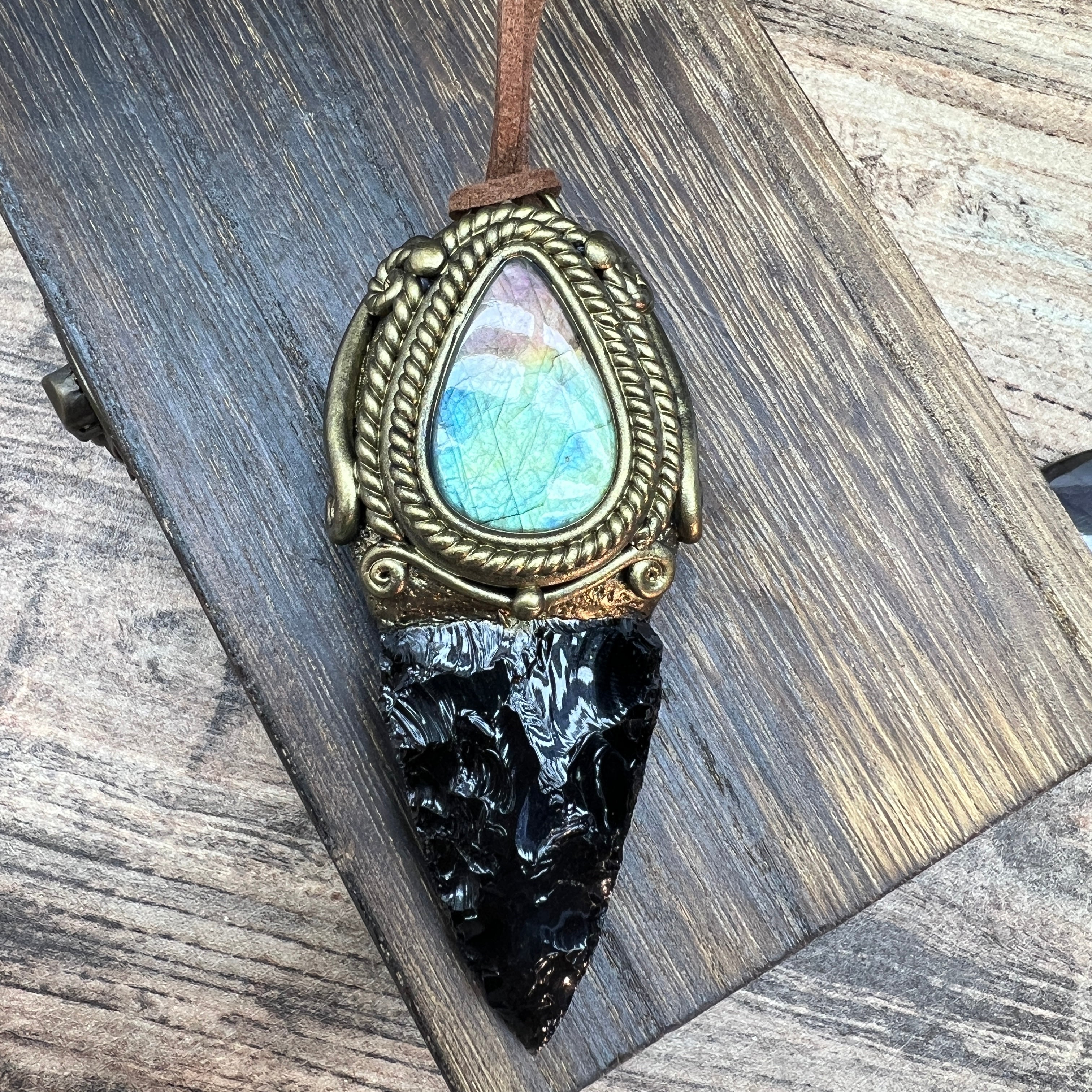Handmade Natural Black Obsidian Knife pendant/Magic Obsidian Witch Wand Blade necklace/amulet pendant/Manifest Altar Tool