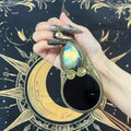 Handmade Natural Black Obsidian Scrying Mirror pendant/Magic Obsidian Witch Mirror/Crystal Quartz Mirror/Manifest Altar Tool