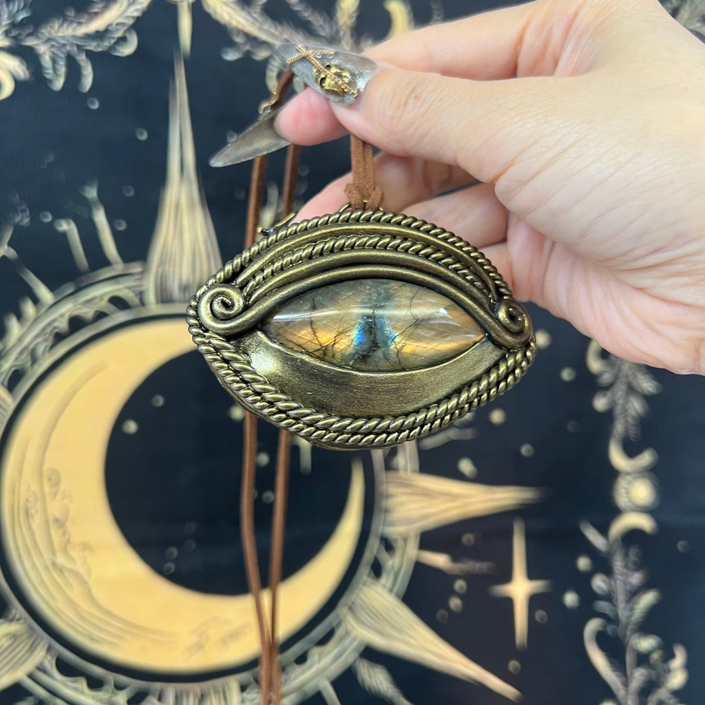 Handmade Natural Black Obsidian Scrying Mirror pendant/Magic Obsidian Witch Mirror/Crystal Quartz Mirror/Manifest Altar Tool