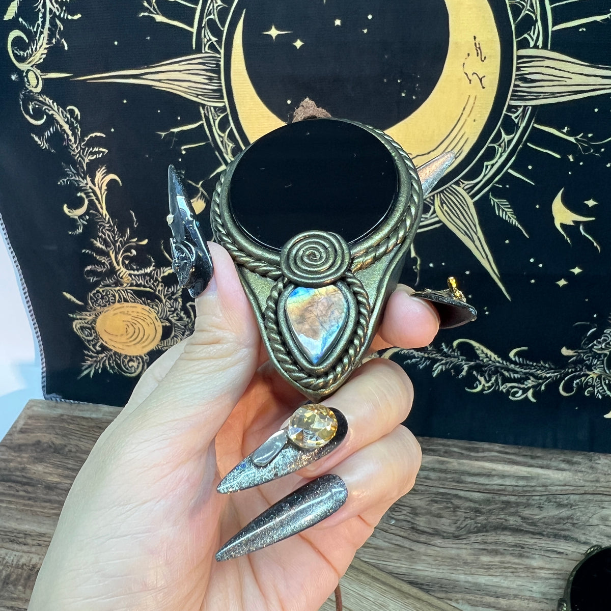 Handmade Natural Black Obsidian Scrying Mirror/Magic Obsidian Witch Mirror/Crystal Quartz Mirror/Manifest Altar Tool