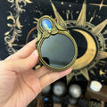 Handmade Natural Black Obsidian Scrying Mirror pendant/Magic Obsidian Witch Mirror/Crystal Quartz Mirror/Manifest Altar Tool
