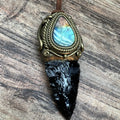 Handmade Natural Black Obsidian Knife pendant/Magic Obsidian Witch Wand Blade necklace/amulet pendant/Manifest Altar Tool