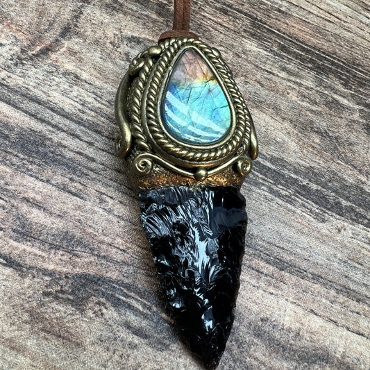 Handmade Natural Black Obsidian Knife pendant/Magic Obsidian Witch Wand Blade necklace/amulet pendant/Manifest Altar Tool