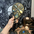Handmade Natural Black Obsidian Scrying Mirror Wand/Magic Obsidian Witch Wand/Crystal Quartz Wand/Manifest Altar Tool