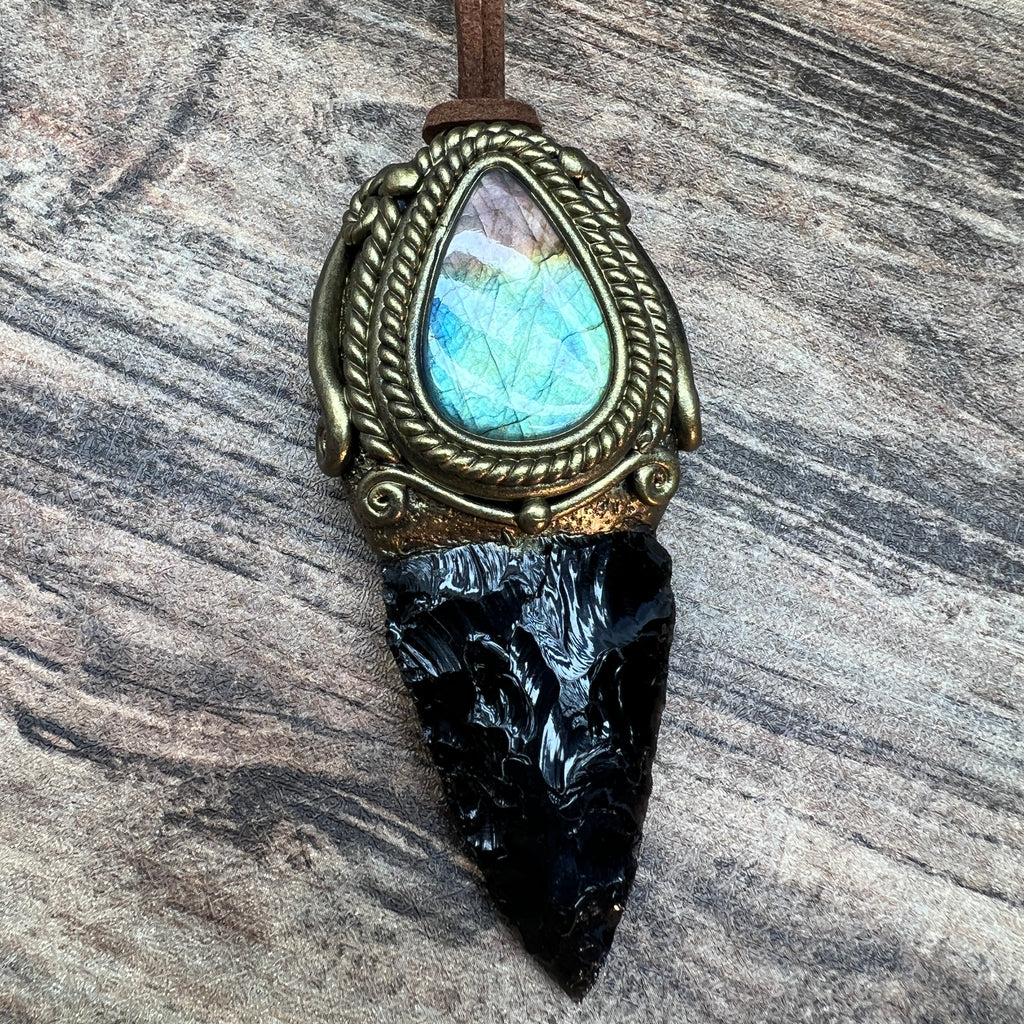 Handmade Natural Black Obsidian Knife pendant/Magic Obsidian Witch Wand Blade necklace/amulet pendant/Manifest Altar Tool