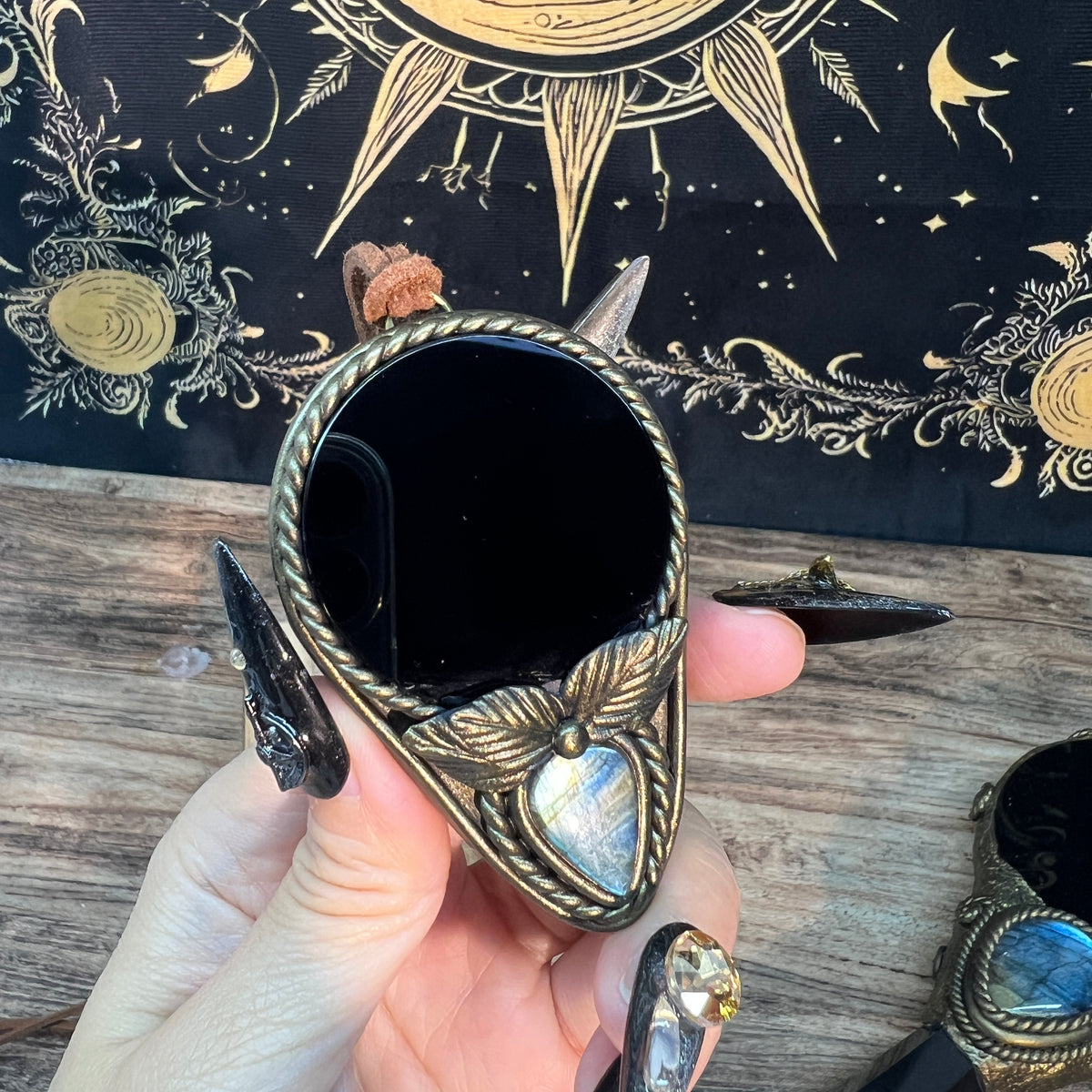 Handmade Natural Black Obsidian Scrying Mirror/Magic Obsidian Witch Mirror/Crystal Quartz Mirror/Manifest Altar Tool