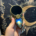 Handmade Natural Black Obsidian Scrying Mirror pendant/Magic Obsidian Witch Mirror/Crystal Quartz Mirror/Manifest Altar Tool