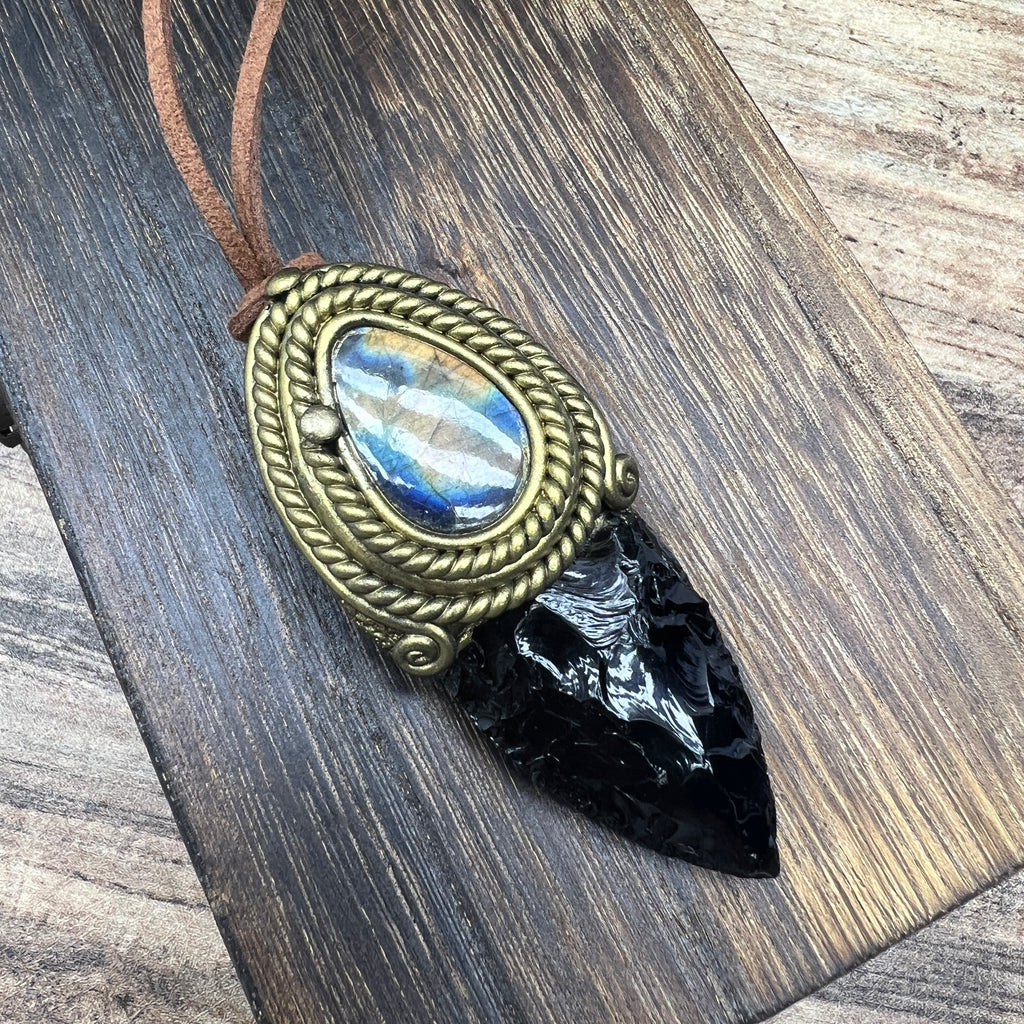 Handmade Natural Black Obsidian Knife pendant/Magic Obsidian Witch Wand Blade necklace/amulet pendant/Manifest Altar Tool