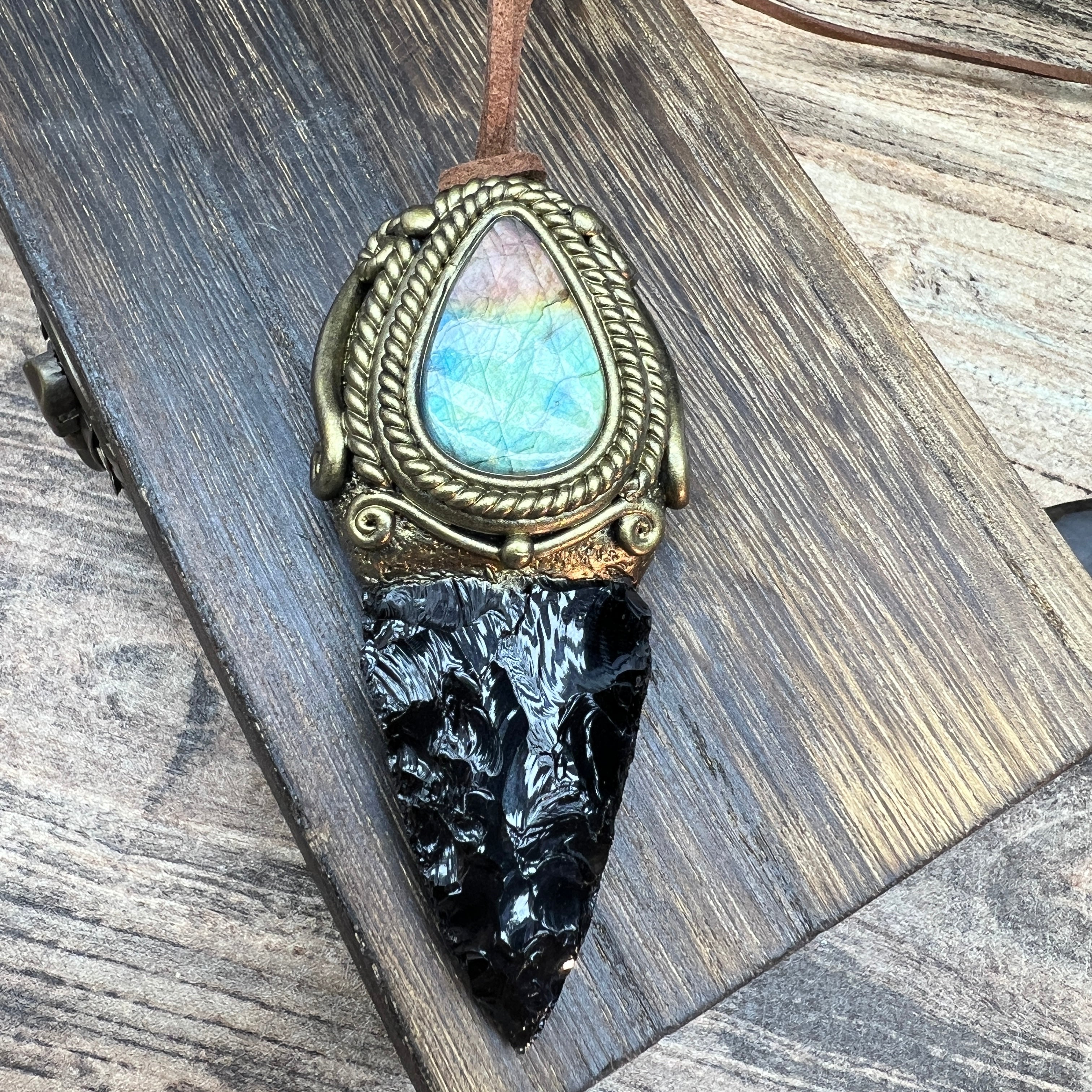Handmade Natural Black Obsidian Knife pendant/Magic Obsidian Witch Wand Blade necklace/amulet pendant/Manifest Altar Tool