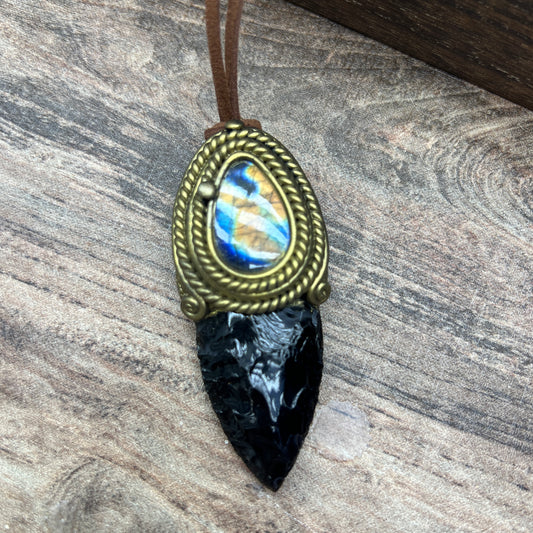 Handmade Natural Black Obsidian Knife pendant/Magic Obsidian Witch Wand Blade necklace/amulet pendant/Manifest Altar Tool