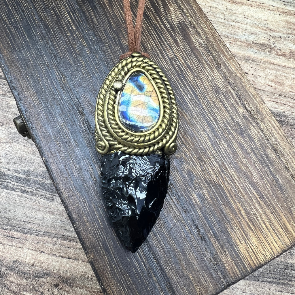 Handmade Natural Black Obsidian Knife pendant/Magic Obsidian Witch Wand Blade necklace/amulet pendant/Manifest Altar Tool