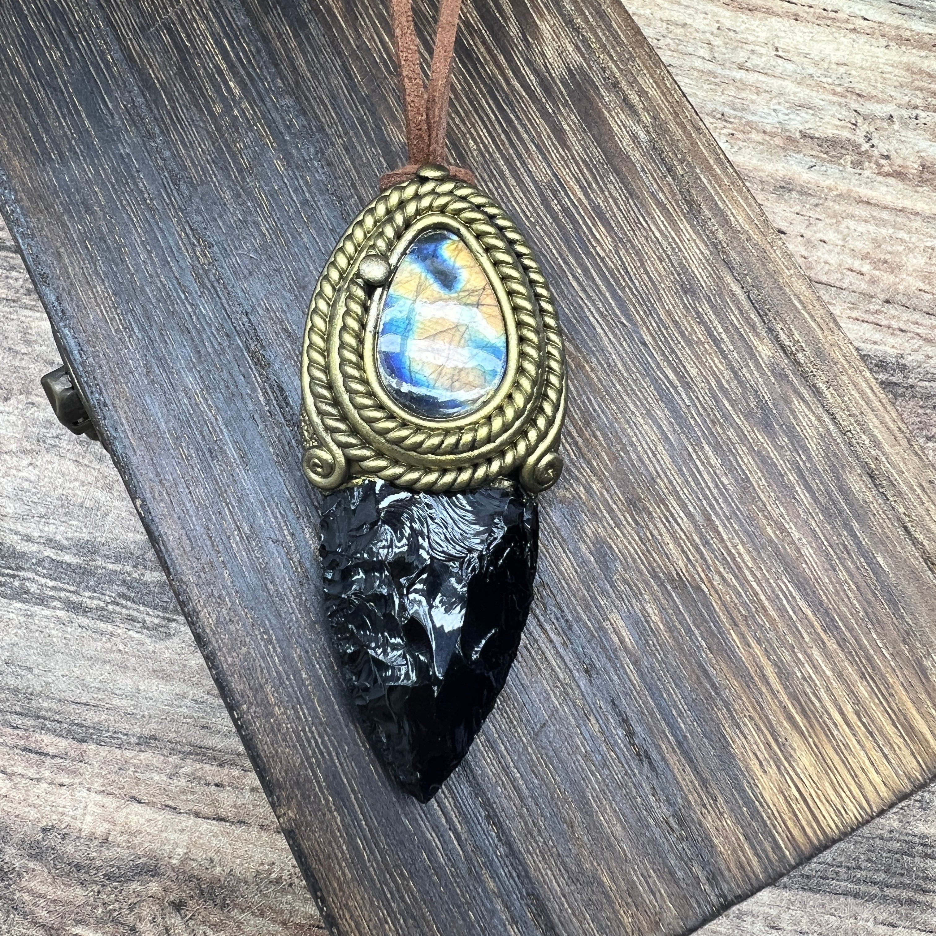 Handmade Natural Black Obsidian Knife pendant/Magic Obsidian Witch Wand Blade necklace/amulet pendant/Manifest Altar Tool