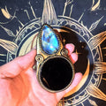 Handmade Natural Black Obsidian Scrying Mirror pendant/Magic Obsidian Witch Mirror/Crystal Quartz Mirror/Manifest Altar Tool