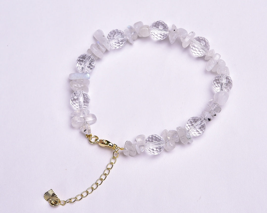 moonstone Clear Quartz faceted bracelet Gemstone Bracelet crystal bracelet