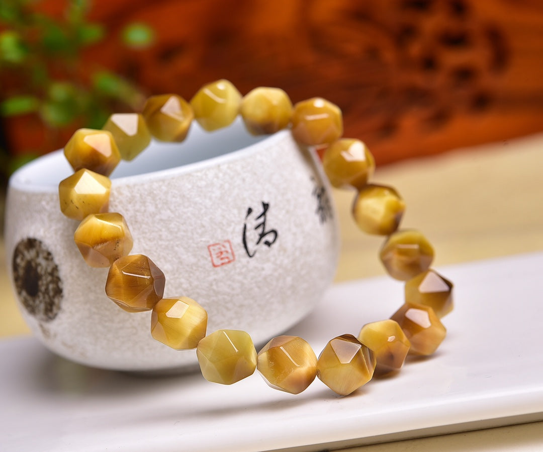 Gold tiger eye bracelet 8-10mm Gemstone Bracelet crystal bracelet