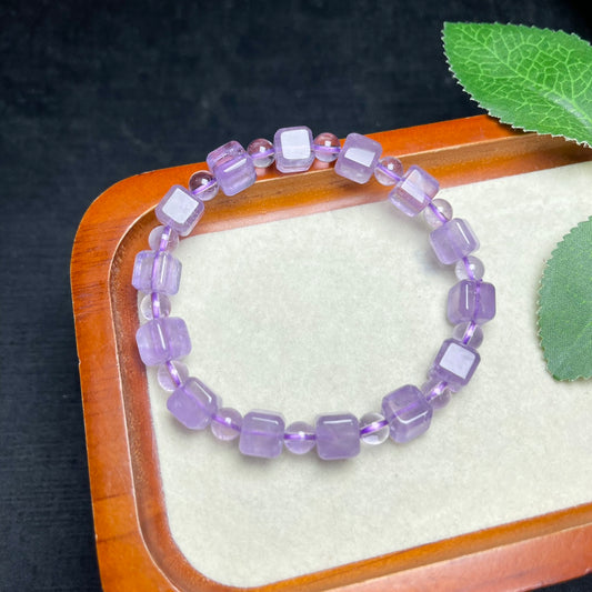 lavender amethyst cube Bracelet 8mm Gemstone Bracelet crystal bracelet ZW