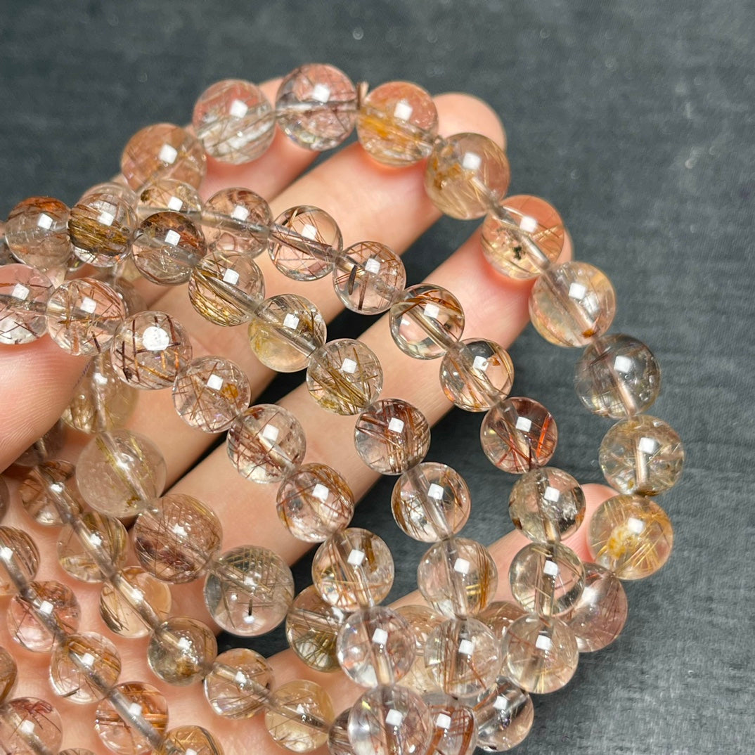 Copper Rutilated Quartz Bracelet Gemstone Bracelet crystal bracelet ZW