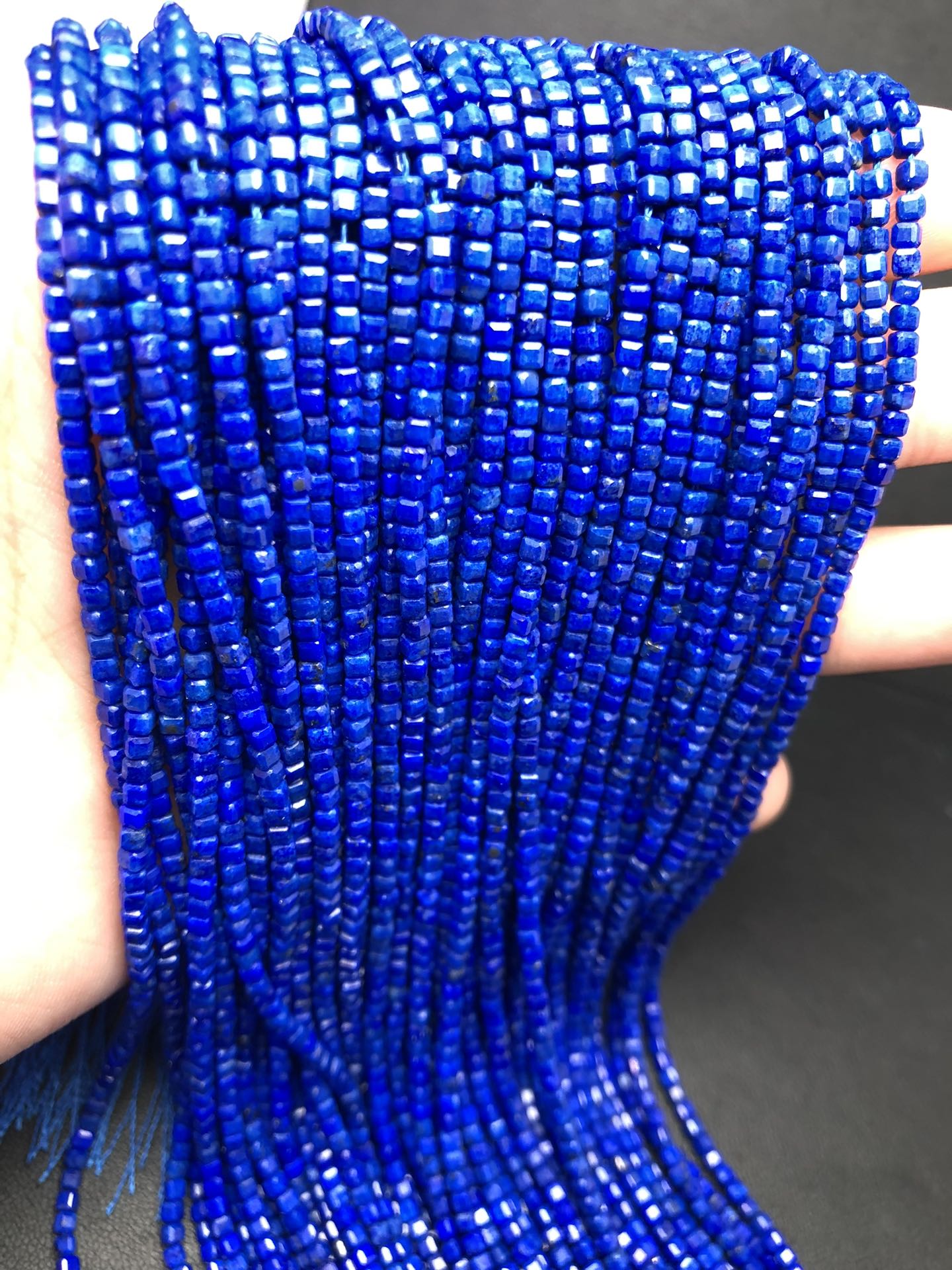 2.5mm Lapis Lazuli cube beads Gemstone crystal beads 15 inches XL