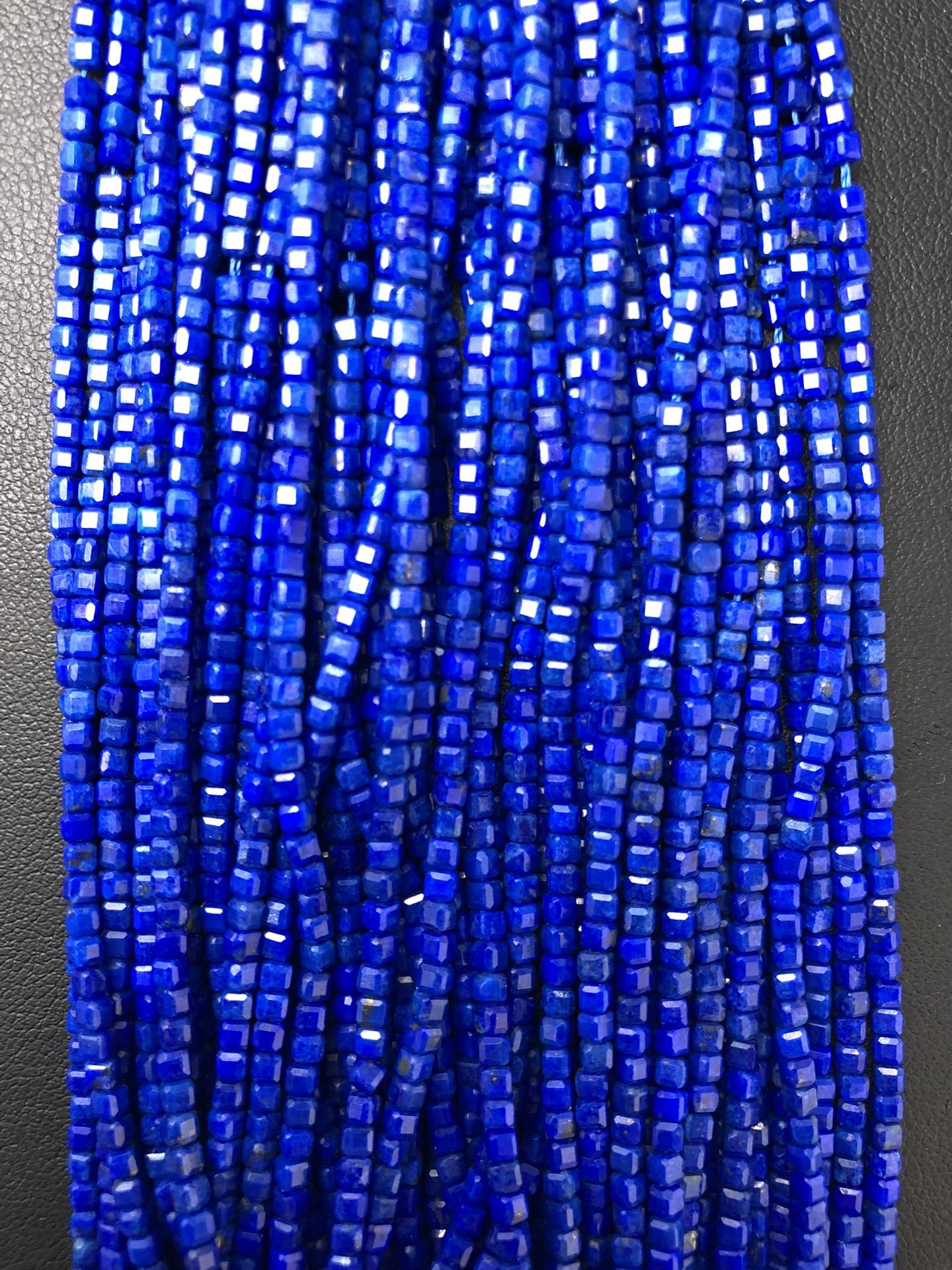 2.5mm Lapis Lazuli cube beads Gemstone crystal beads 15 inches XL