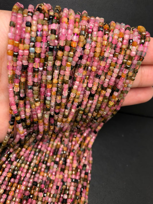 2.5mm tourmaline cube beads Gemstone crystal beads 15 inches XL