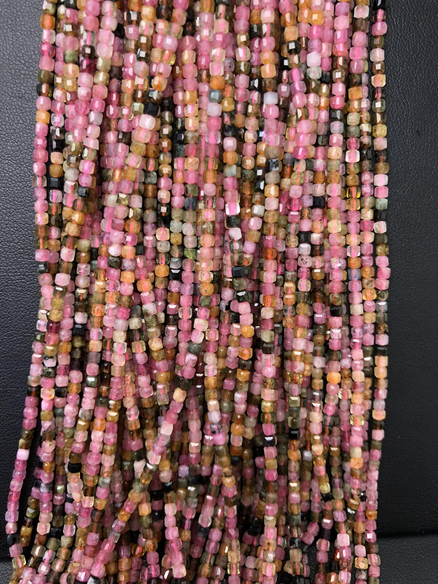 2.5mm tourmaline cube beads Gemstone crystal beads 15 inches XL