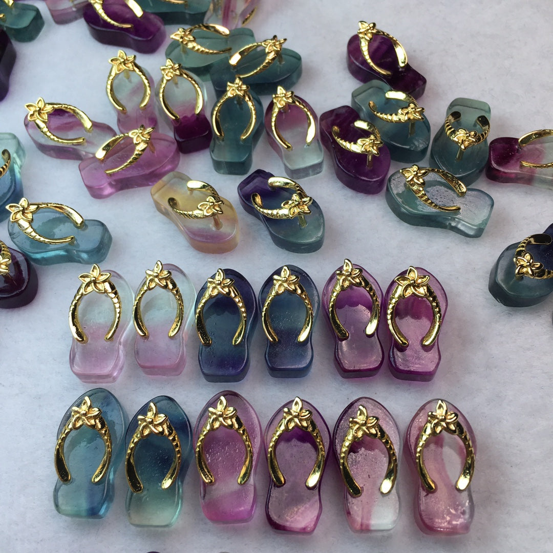 Mini Fluorite slippers Carving Gemstone carving crystal carving