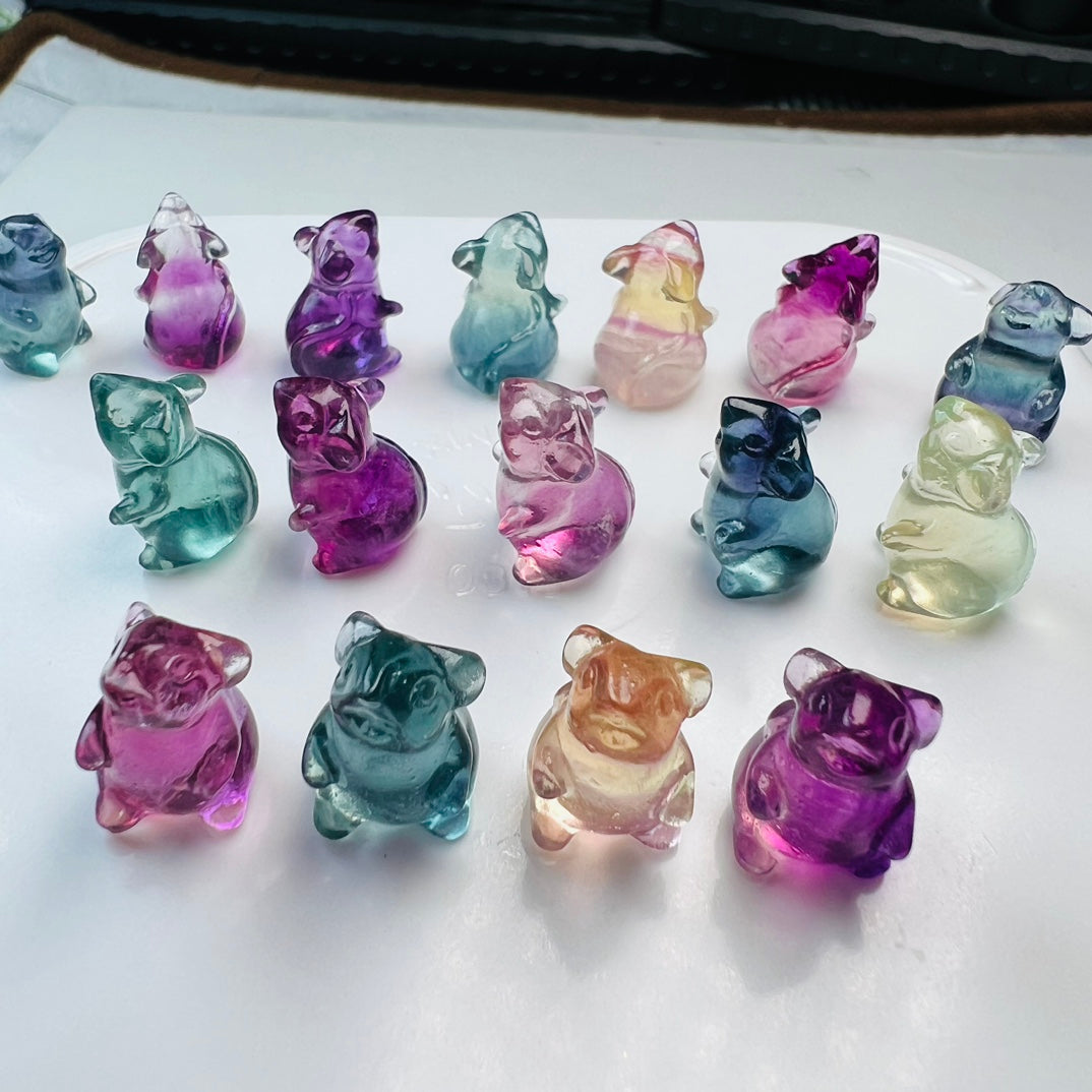 Mini Fluorite mouse Carving Gemstone carving crystal carving