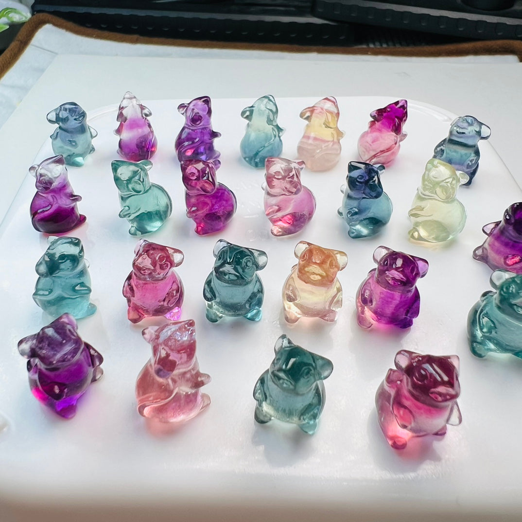 Mini Fluorite mouse Carving Gemstone carving crystal carving