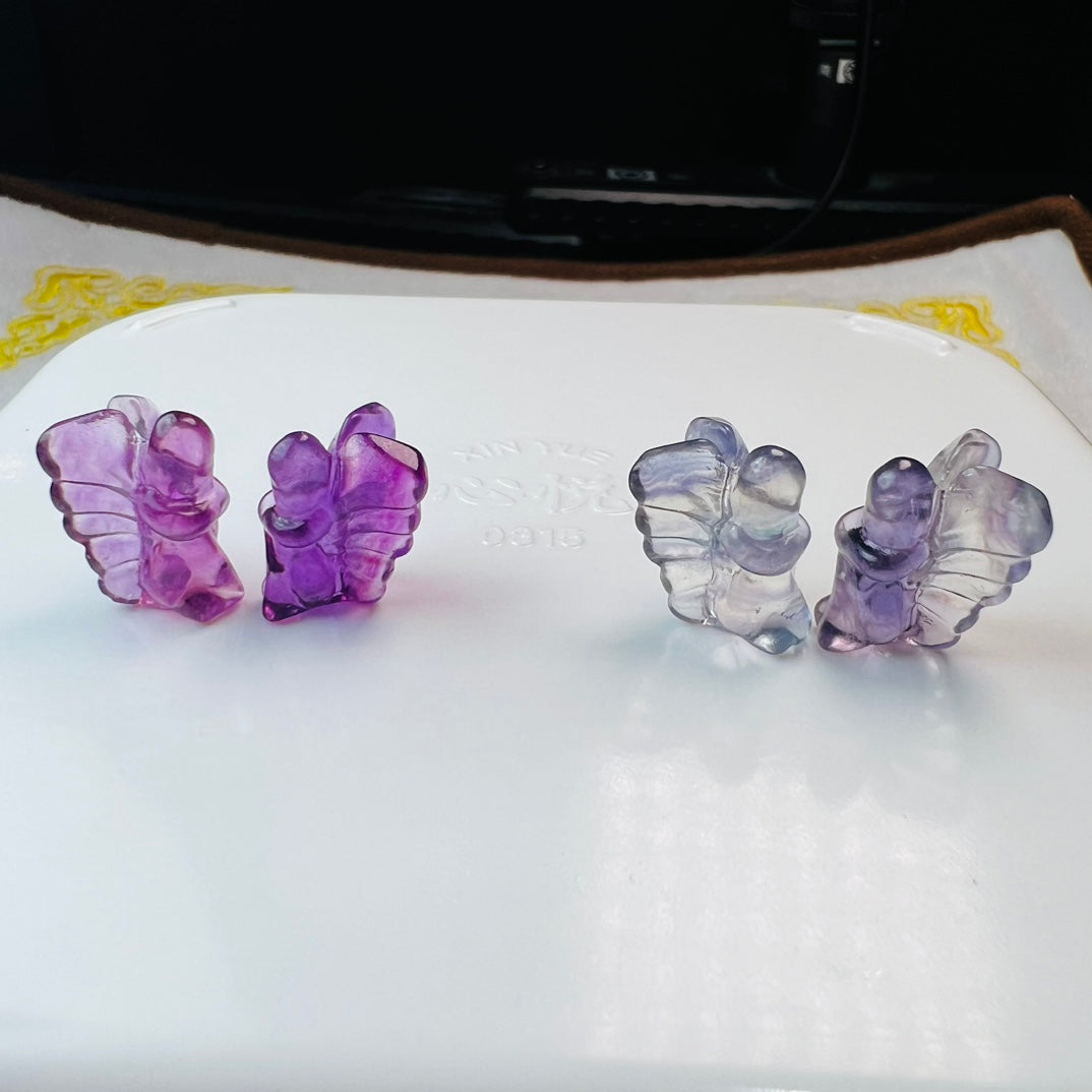 Mini Fluorite Butterfly fairy Carving Gemstone carving crystal carving