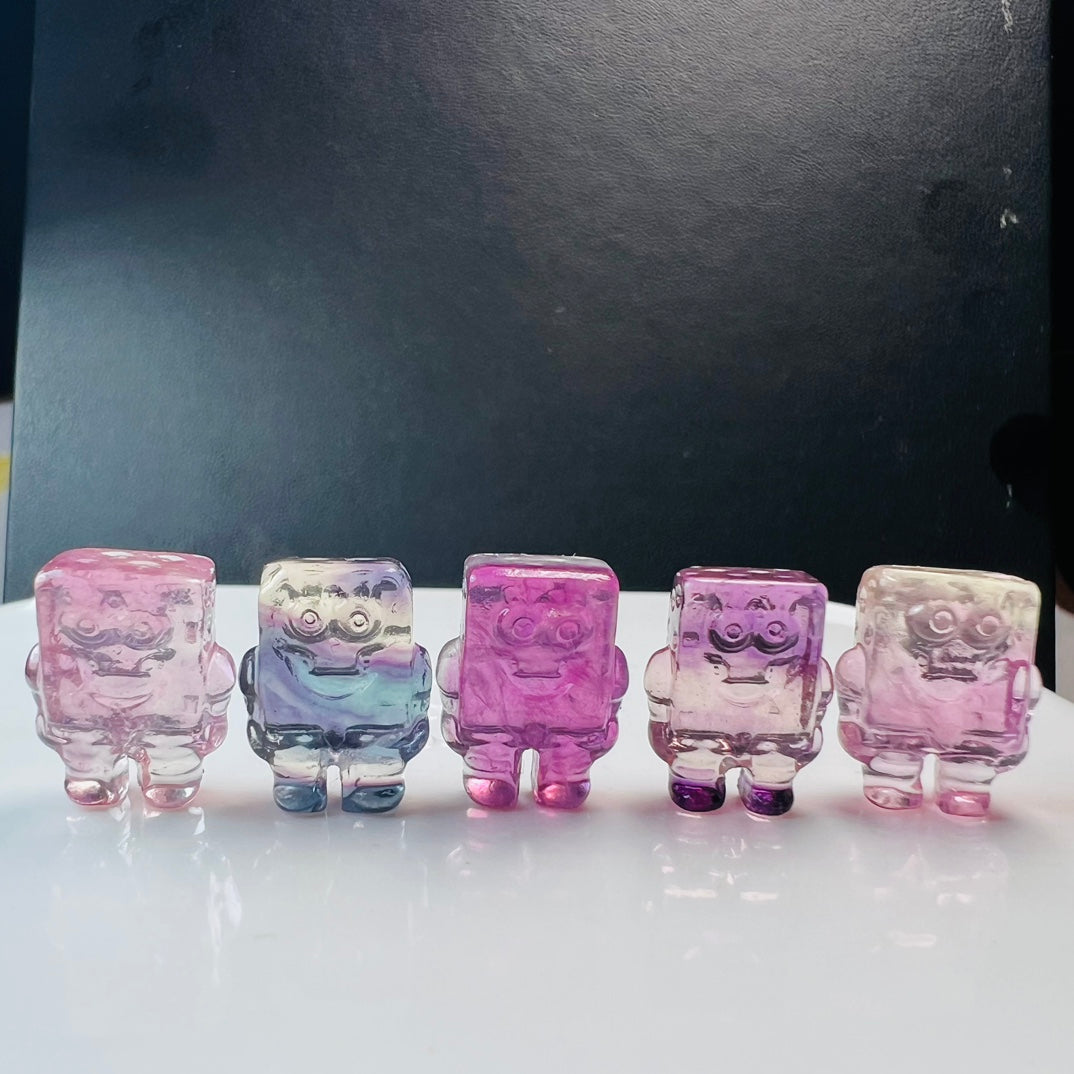 Mini Fluorite SpongeBob SquarePants Carving Gemstone carving crystal carving