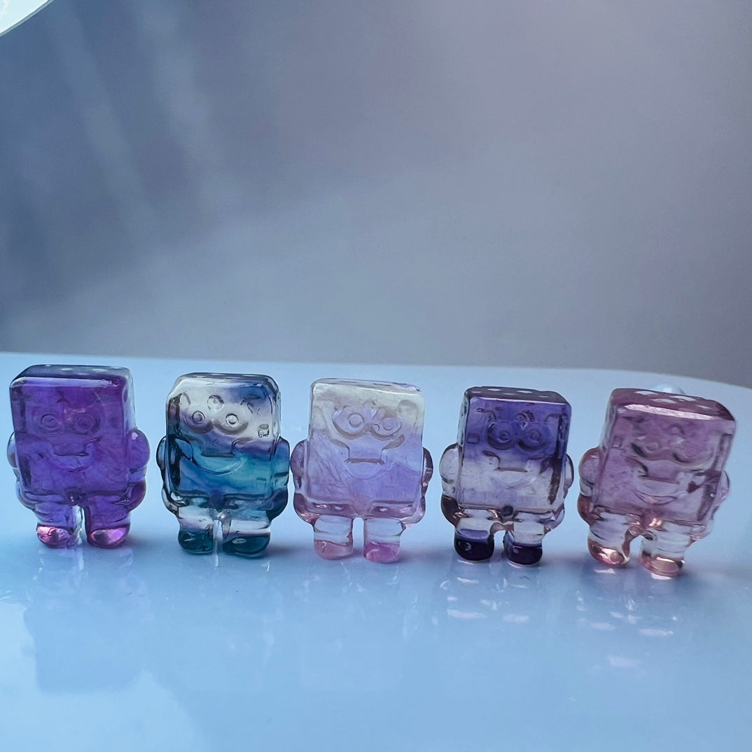 Mini Fluorite SpongeBob SquarePants Carving Gemstone carving crystal carving