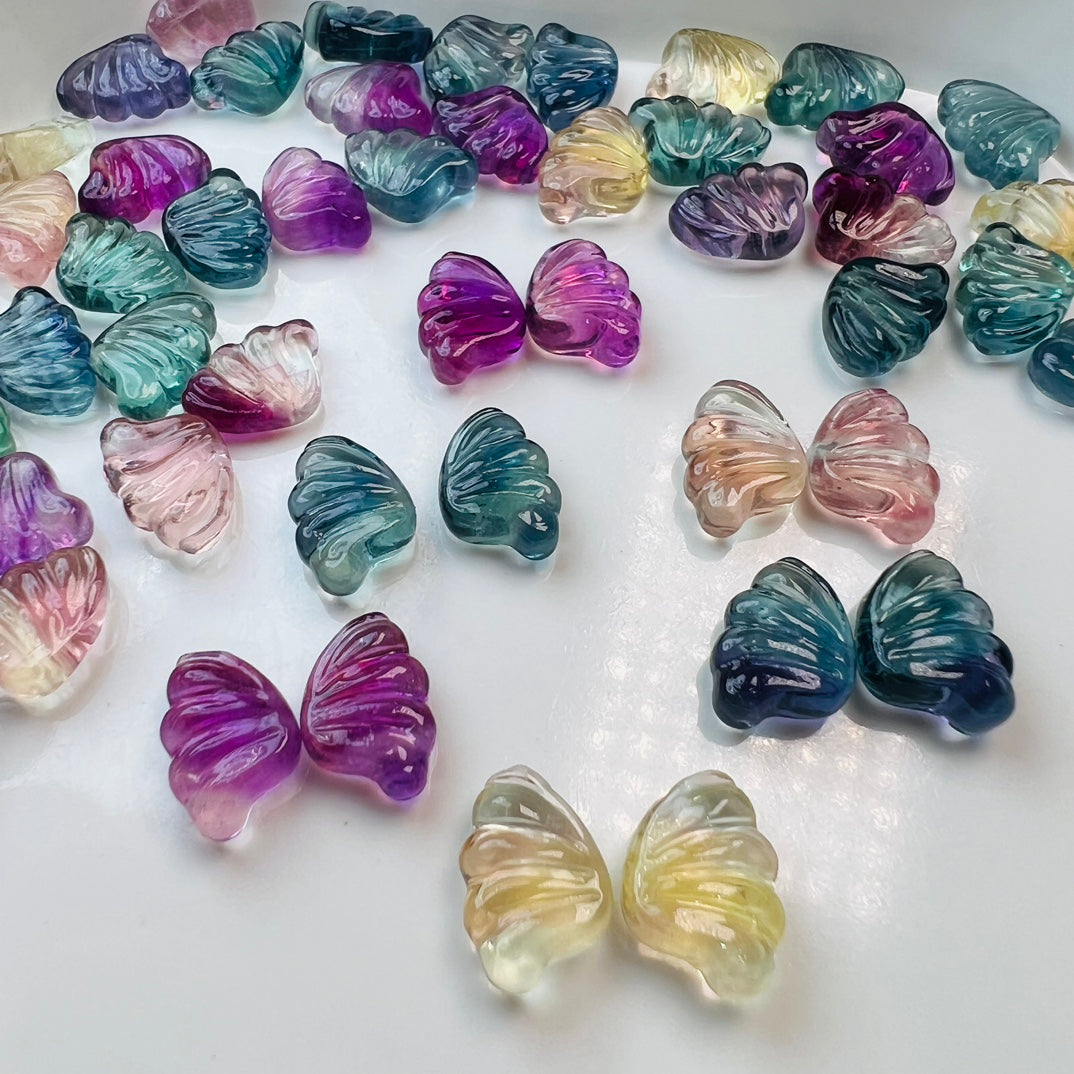 Mini Fluorite butterfly wing Carving Gemstone carving crystal carving