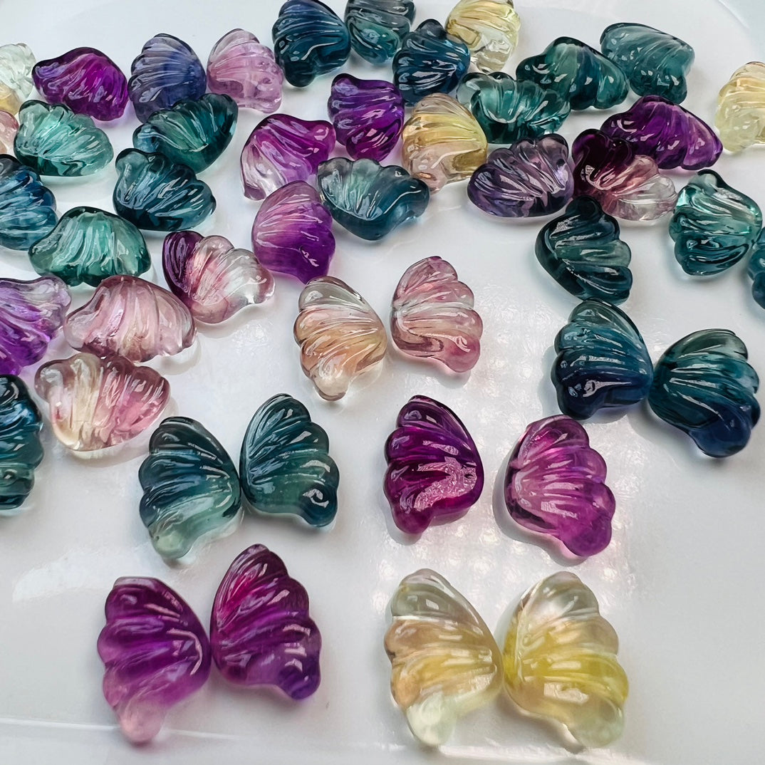 Mini Fluorite butterfly wing Carving Gemstone carving crystal carving