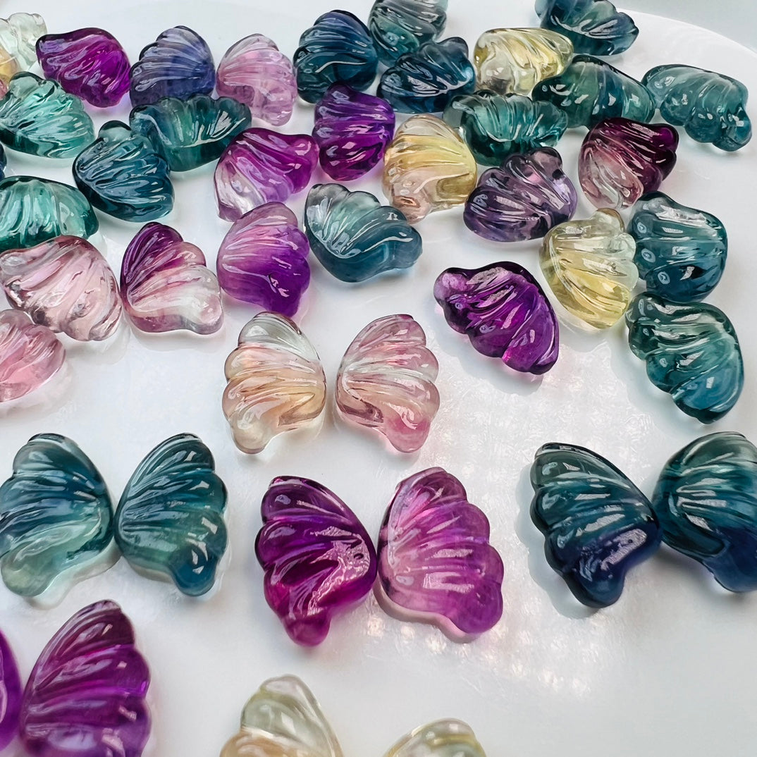 Mini Fluorite butterfly wing Carving Gemstone carving crystal carving