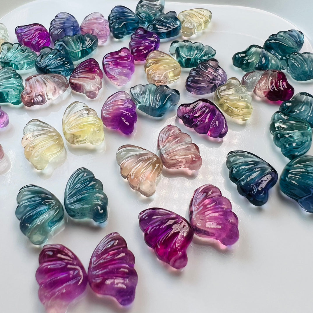 Mini Fluorite butterfly wing Carving Gemstone carving crystal carving