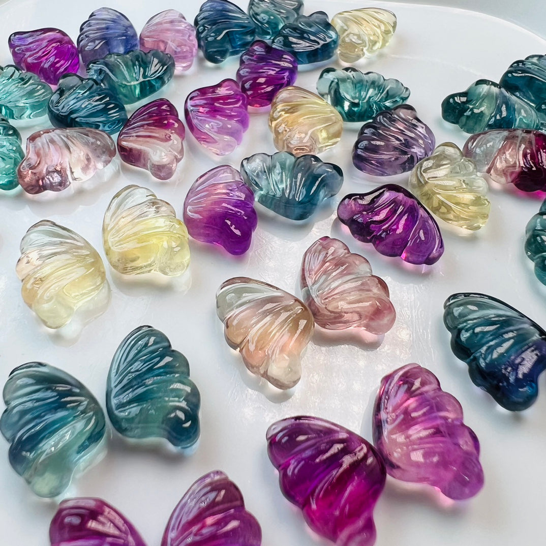 Mini Fluorite butterfly wing Carving Gemstone carving crystal carving