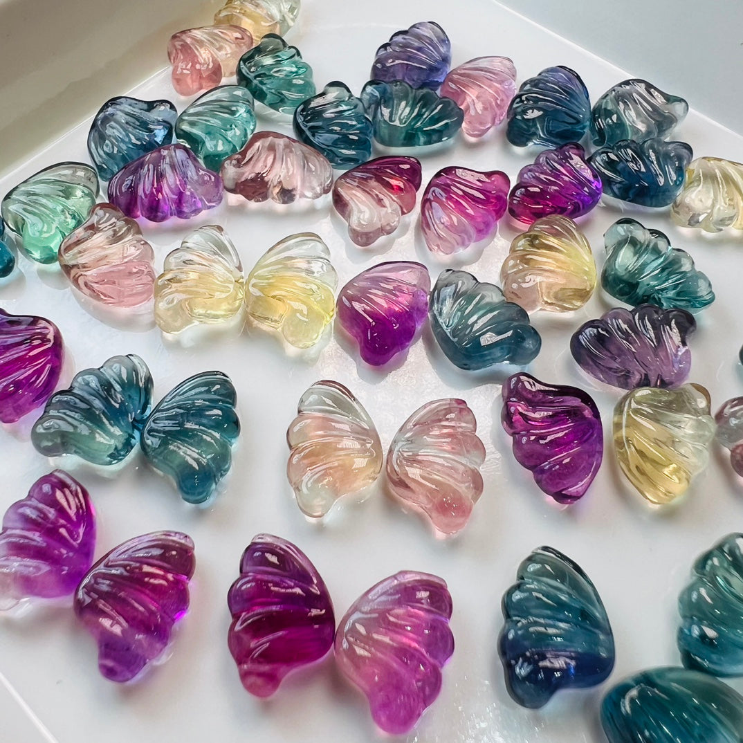 Mini Fluorite butterfly wing Carving Gemstone carving crystal carving