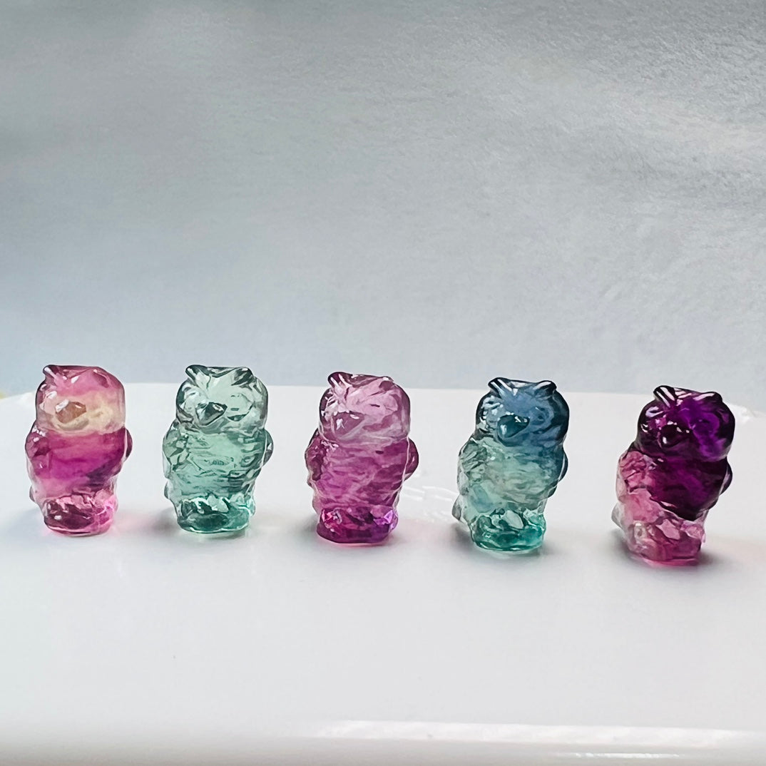 Mini Fluorite owl Carving Gemstone carving crystal carving