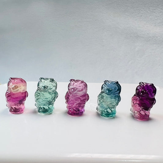 Mini Fluorite owl Carving Gemstone carving crystal carving