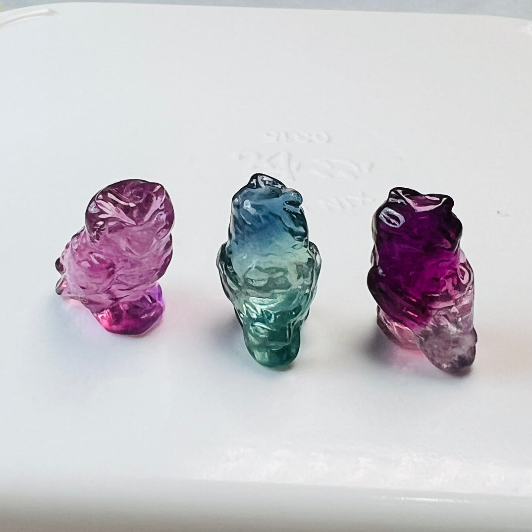 Mini Fluorite owl Carving Gemstone carving crystal carving