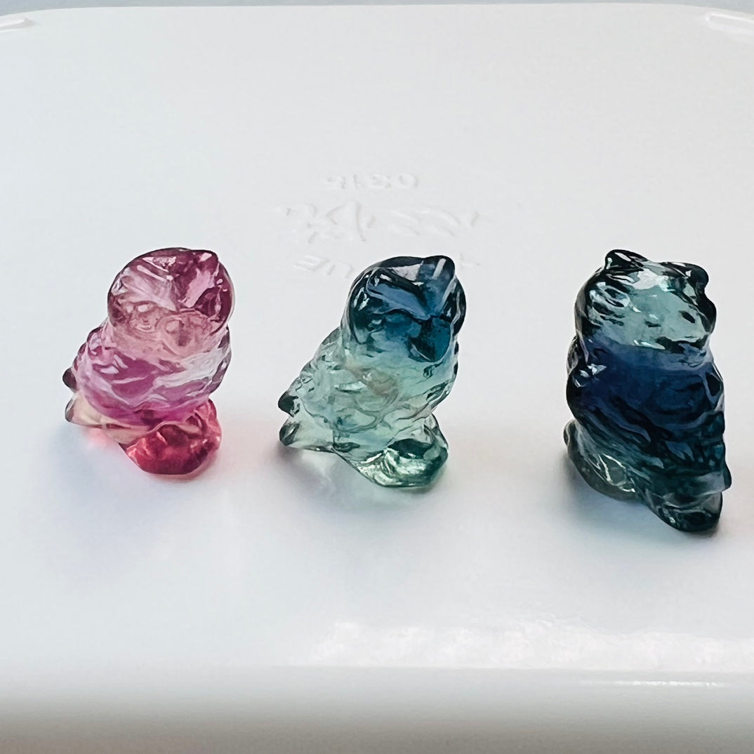 Mini Fluorite owl Carving Gemstone carving crystal carving