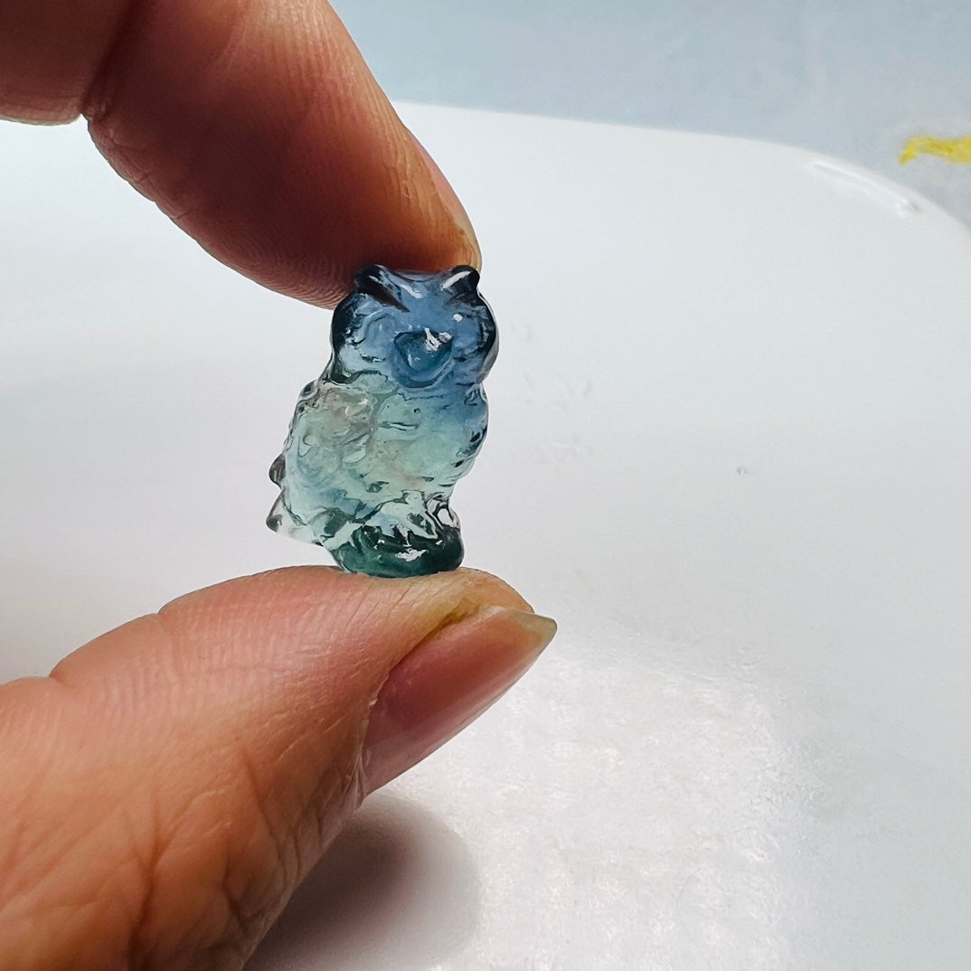 Mini Fluorite owl Carving Gemstone carving crystal carving