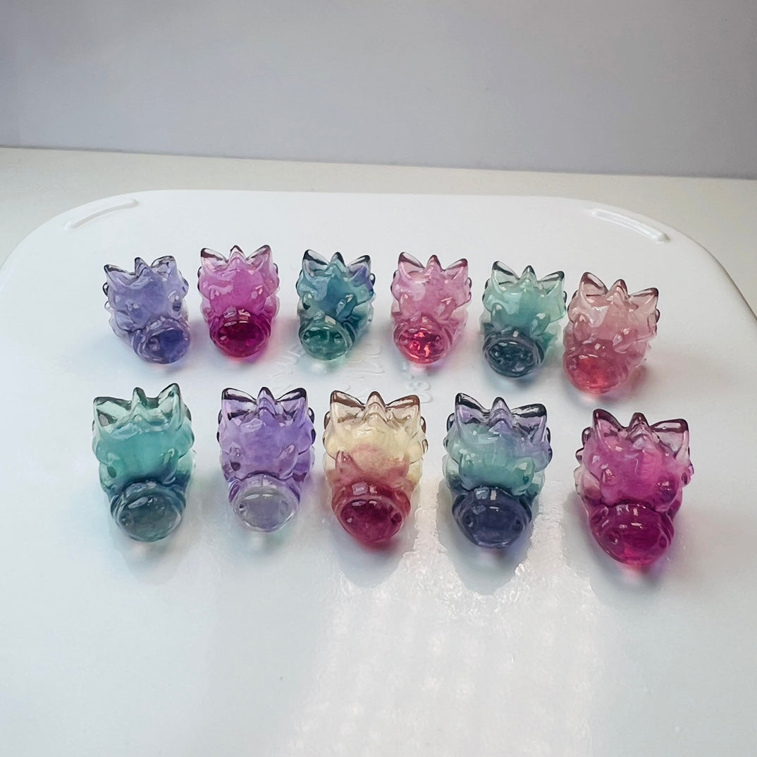 Mini Fluorite dragon head Carving Gemstone carving crystal carving